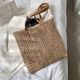 Straw Beach Bag Vintage Woven Shoulder Bag Shopping Travel Bag Summer Vacation