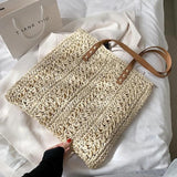 Straw Beach Bag Vintage Woven Shoulder Bag Shopping Travel Bag Summer Vacation