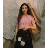 Checkerboard Silk Shoulder Bag Mini Square Handbag