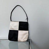Checkerboard Silk Shoulder Bag Mini Square Handbag