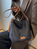 Contrast Canvas Tote Bag Women Shoulder Crossbody Commuter Shopper Handbag