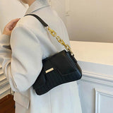 Shoulder Bag Female PU Leather Armpit Bag Chains Small Underarm Bag
