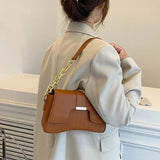 Shoulder Bag Female PU Leather Armpit Bag Chains Small Underarm Bag
