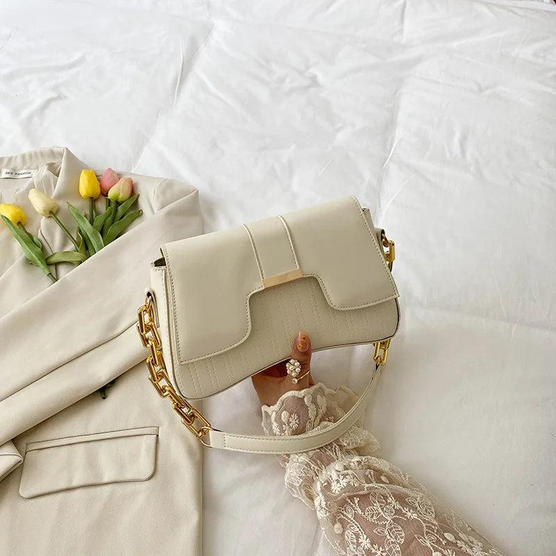 Shoulder Bag Female PU Leather Armpit Bag Chains Small Underarm Bag