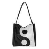 Women PU Leather Shoulder Bag Crossbody Bag Portable Pattern Tai Chi Messenger H