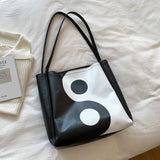 Women PU Leather Shoulder Bag Crossbody Bag Portable Pattern Tai Chi Messenger H