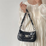 Crocodile Pattern Shoulder Bag with Metal Heart Detail