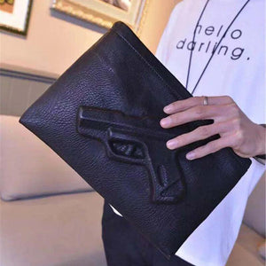 3D Gun Embossed Pistol Clutch Bag for Women