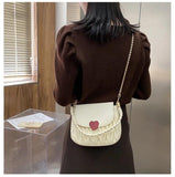 Love Pattern Messenger Handbags Women PU Leather Top-Handle Bag
