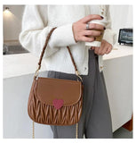 Love Pattern Messenger Handbags Women PU Leather Top-Handle Bag