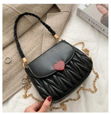 Love Pattern Messenger Handbags Women PU Leather Top-Handle Bag