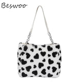 Fluffy Cow Print Tote Bag for Women