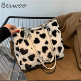 Fluffy Cow Print Tote Bag for Women