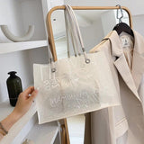 PVC Graffiti Large Shopper Shoulder Bag Eco-Friendly Grocery Handbag