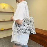 PVC Graffiti Large Shopper Shoulder Bag Eco-Friendly Grocery Handbag