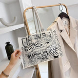 PVC Graffiti Large Shopper Shoulder Bag Eco-Friendly Grocery Handbag