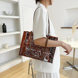 PVC Graffiti Large Shopper Shoulder Bag Eco-Friendly Grocery Handbag
