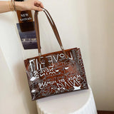 PVC Graffiti Large Shopper Shoulder Bag Eco-Friendly Grocery Handbag