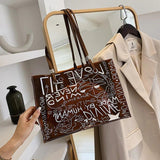 PVC Graffiti Large Shopper Shoulder Bag Eco-Friendly Grocery Handbag
