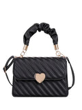 Ruched Pu Leather Shoulder Crossbody Bag for Women Flap Handbag