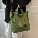 Canvas Women's Shoulder Bags Solid Messenger Tote Handbags