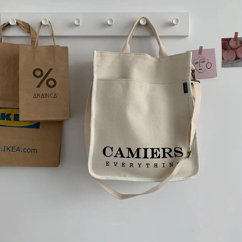 Women's Canvas Bag File Handbag Letter Printing Shoulder Messenger Bags