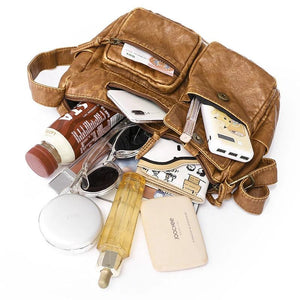 Brown Soft Leather Shoulder Bag Woman Crossbody Messenger Large bolsa f