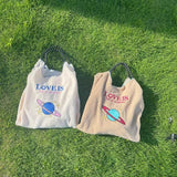 Embroidery Lamb Wool Tote Bag Shoulder Bags Drawstring Handbag