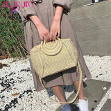 Straw Crossbody Handbags Round-Handle Large Totes