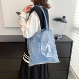 Reusable Denim Shopper Bag Large Capacity Waterproof Handbag