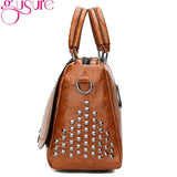 Rivet Women Handbags High PU Leather Totes Office Lady Shoulder Bags