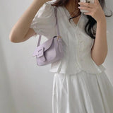 Women's Underarm Bag Retro Solid Armpit Shoulder Bags PU Leather Handbags