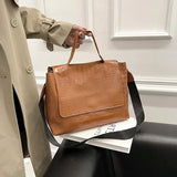 Vintage PU Leather Large Capacity Casual Tote Shoulder Bag Women Handbag