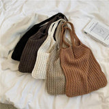 Vintage Woolen Knitting Underarm Tote Bag