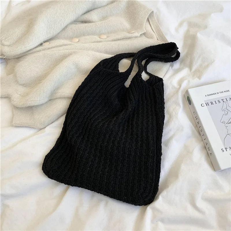 Vintage Woolen Knitting Underarm Tote Bag