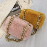 Faux Fur Chain Shoulder Bag Mini Underarm Handbag