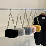 Faux Fur Chain Shoulder Bag Mini Underarm Handbag