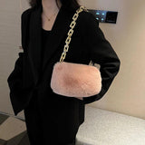 Faux Fur Chain Shoulder Bag Mini Underarm Handbag