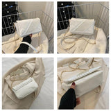 Chain Strap Rivet Shoulder Bag Crossbody PU Leather Flap Handbags