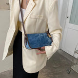 Autumn Denim Shoulder Bag with Lock