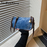 Autumn Denim Shoulder Bag with Lock