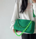 Waterproof Nylon Women Shoulder Bags Acrylic Chain Handbag