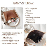 Stripe Leather Women Shoulder Bag Letter Tassel Female Crossbody Messenger Pack