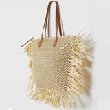 Boho Tassel Women Straw Bag Rattan Shoulder Bags Large Capacity Handbags