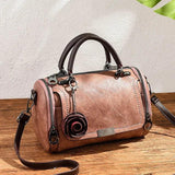 Vintage Flowers Pendant Handbags Women's Boston Bag