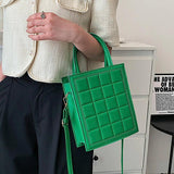 Plaid Pattern Crossbody Bag Women Tote Clutch PU Leather Handbag