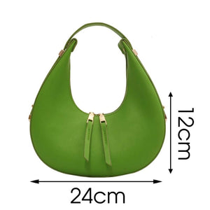 Crescent Small Tote Handbags Women's Leather Shoulder Bags Female Clutch Bags
