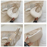 Crescent Small Tote Handbags Women's Leather Shoulder Bags Female Clutch Bags