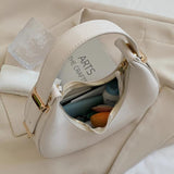 Crescent Small Tote Handbags Women's Leather Shoulder Bags Female Clutch Bags