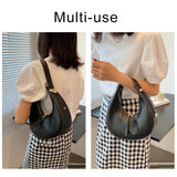 Crescent Small Tote Handbags Women's Leather Shoulder Bags Female Clutch Bags